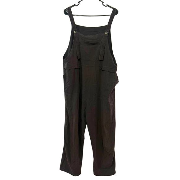 unknown Pants - Oversized Gray Linen Blend Utility Overalls XL | Baggy Wide Leg Workwear Boho
